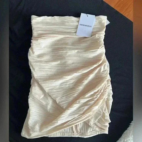 NWT Sabina Musayev Whistle Mini Skirt in Ivory Cream Nude High Waisted in XSMALL - Picture 4 of 7
